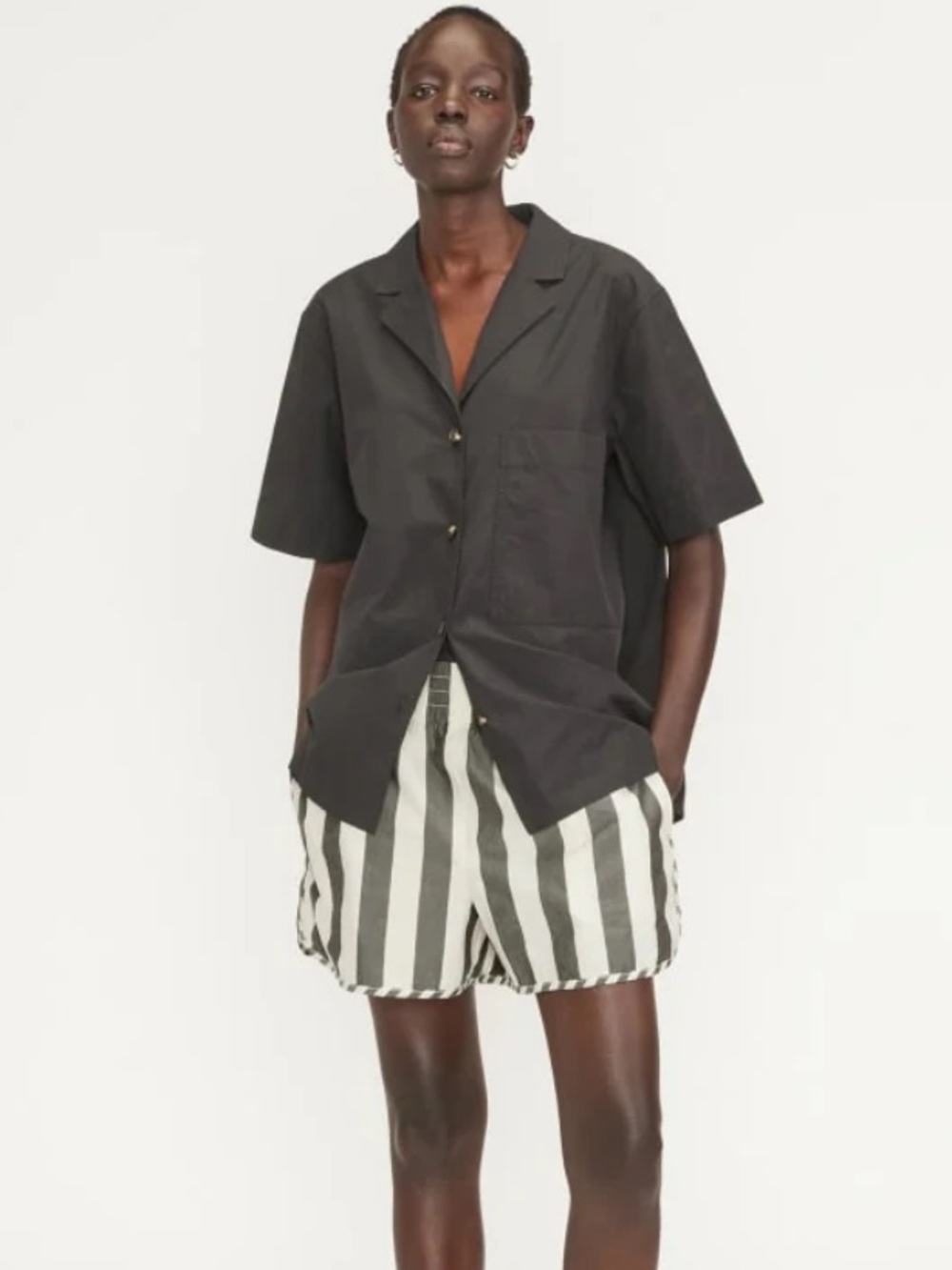 Everlane The Poplin Boxer Short - Bone / Black Small - Picture 5 of 9